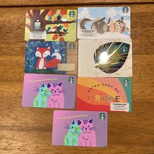 Starbucks NEW 7 COLLECTIBLE - STARBUCKS CARDS Including 2019 Extra shot of pride